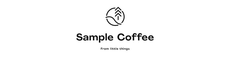New Sample Coffee logo: Slope and tree, from little things tagline