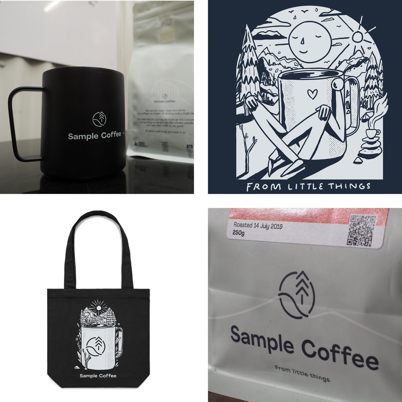 Photos depicting the current era of Sample's branding