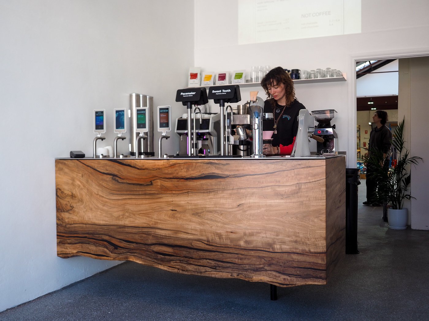 A front view of the espresso bar of Sample Coffee Marrickville.