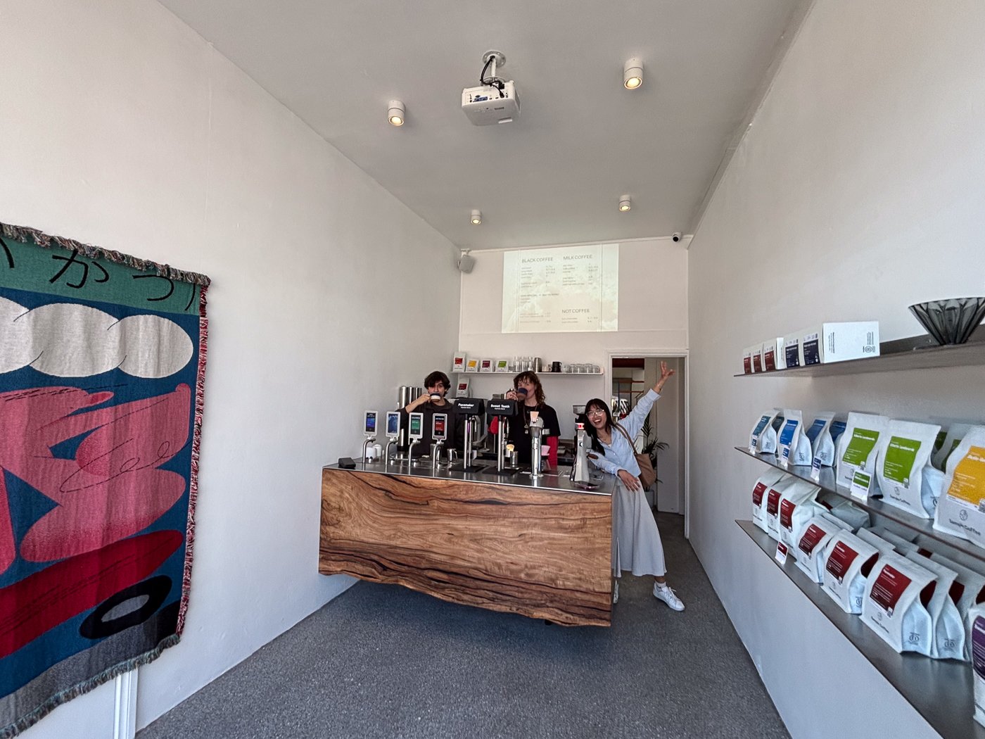 An inside view of the espresso bar.