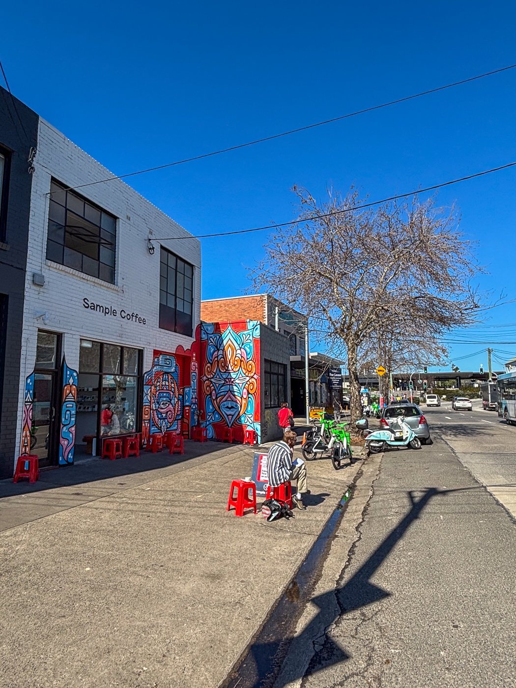 The Marricville outdoor footpath space, with Sydenham Metro Station at the back.