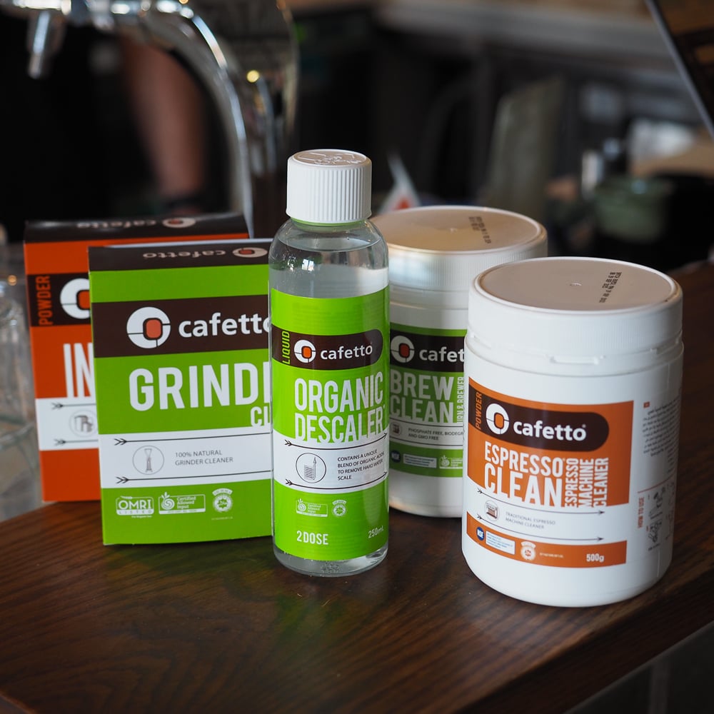 A photo showing different Cafetto products on our Sample Coffee Pro Shop