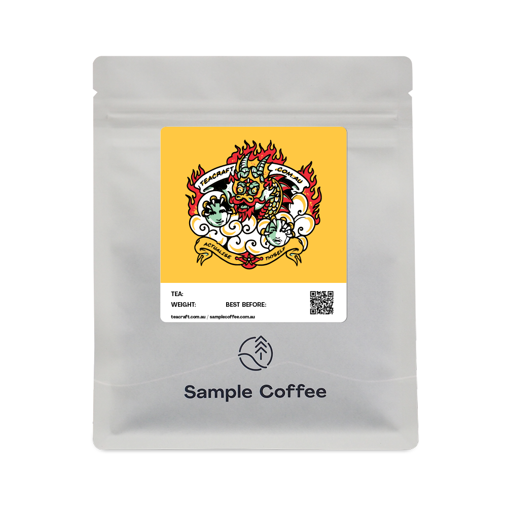 A custom-branded Sample Coffee bag mock-up.