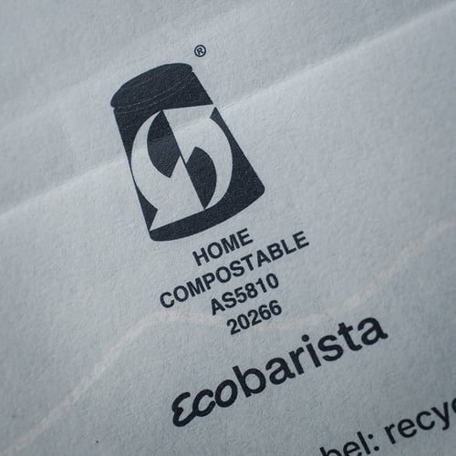 Our coffee bags are certified home compostable
