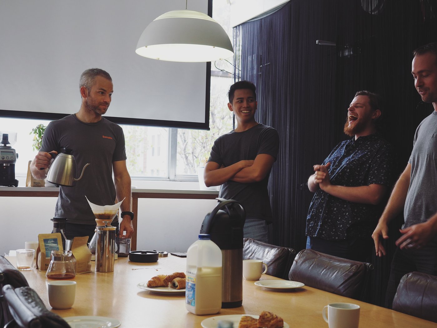 Office team coffee brewing event for a tech company of Sydney.