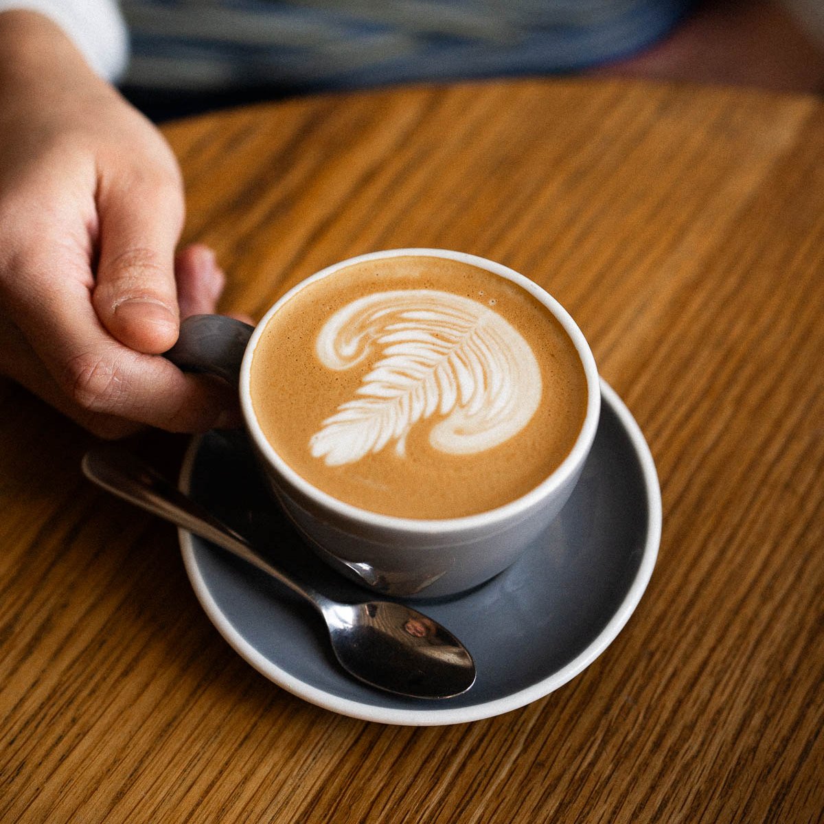 A latte at Sample Coffee Pro Shop.