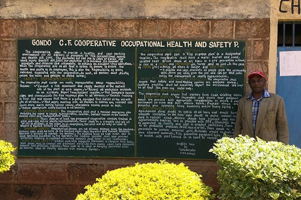 The cooperative's health and safety focus, documented on a wall at the wetmill (Source: Technoserve)