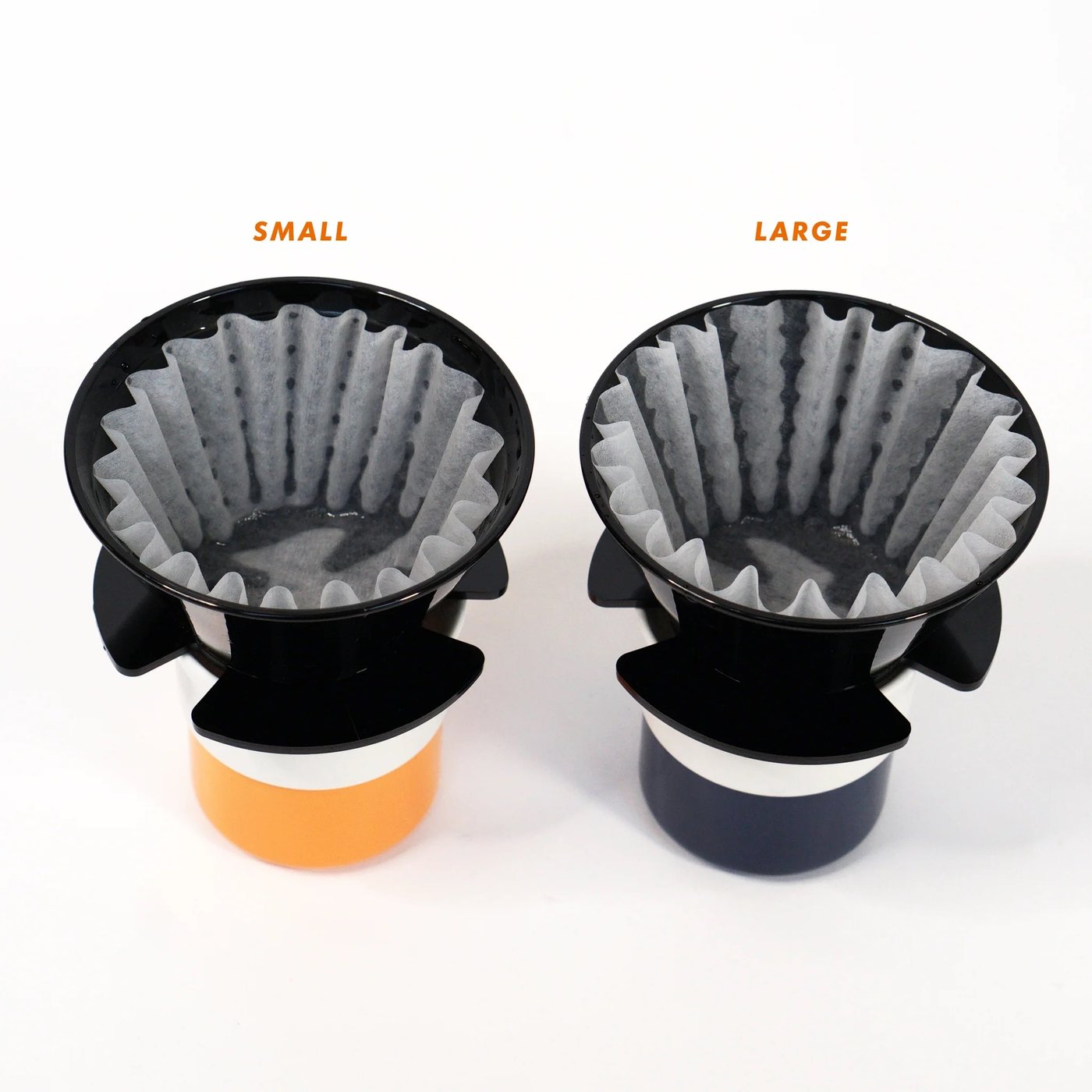 The 2 april filter sizes in use, side by side, to demonstrate fitting.