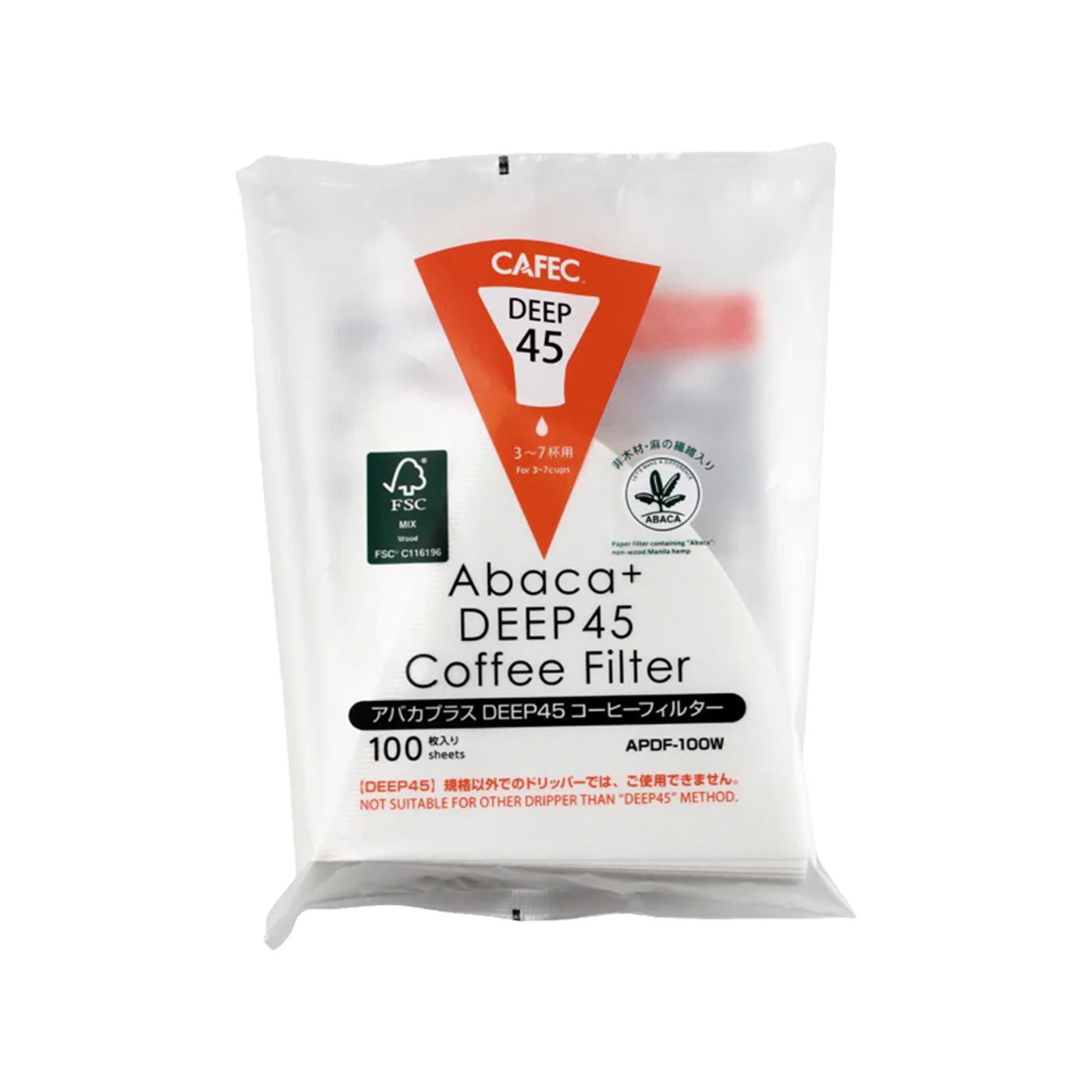 Photo of Cafec Abaca PLUS paper filter – DEEP 45 (100 pack)