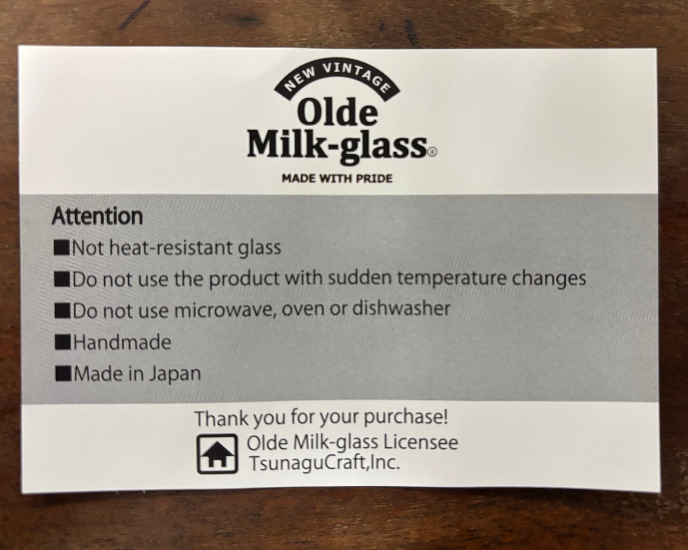 Suppliers product care message.